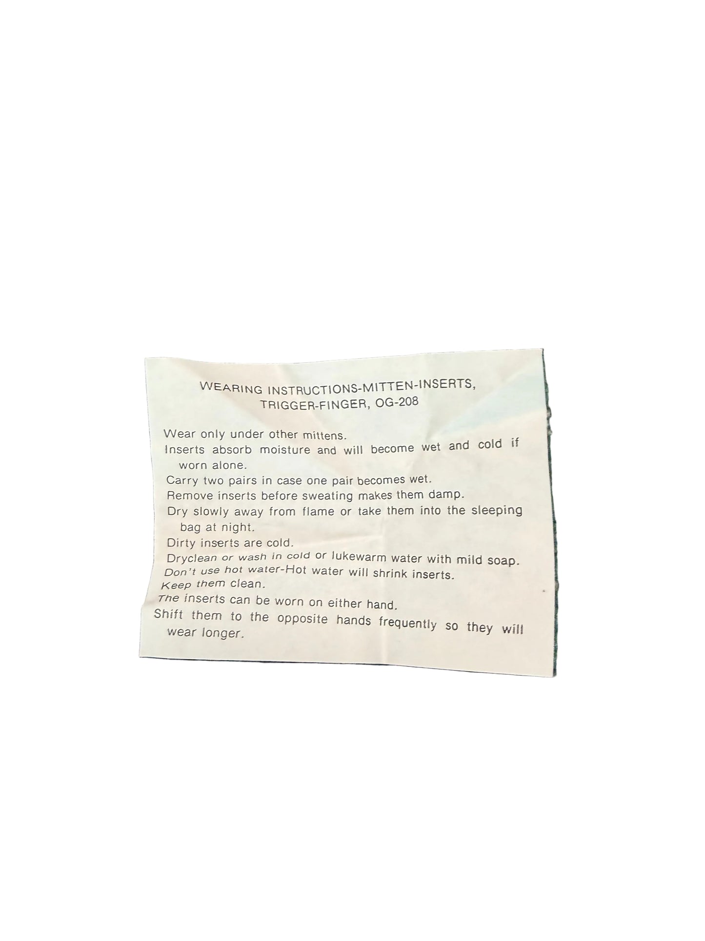 M-65 OD Wool Trigger Finger Mitten Liners (unissued)