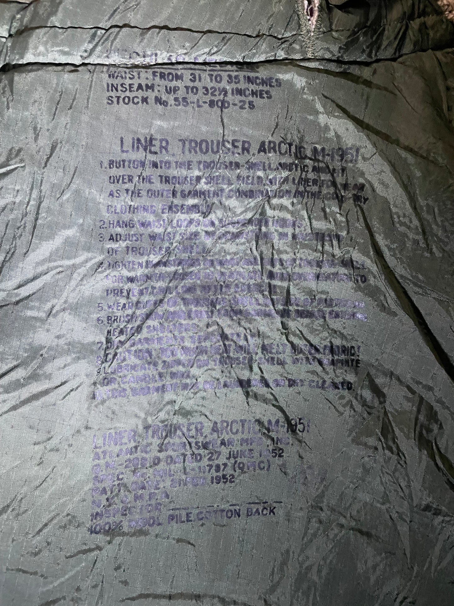 US M-1951 Arctic Trouser Liner
