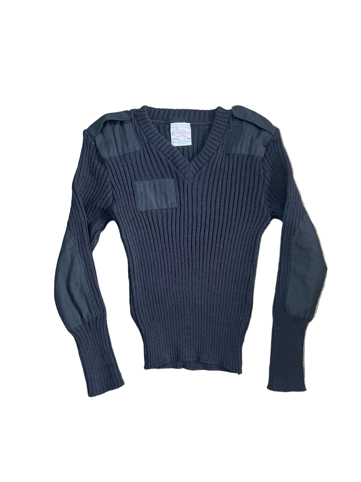 Black "Woolly Pully" English V-Neck Sweater