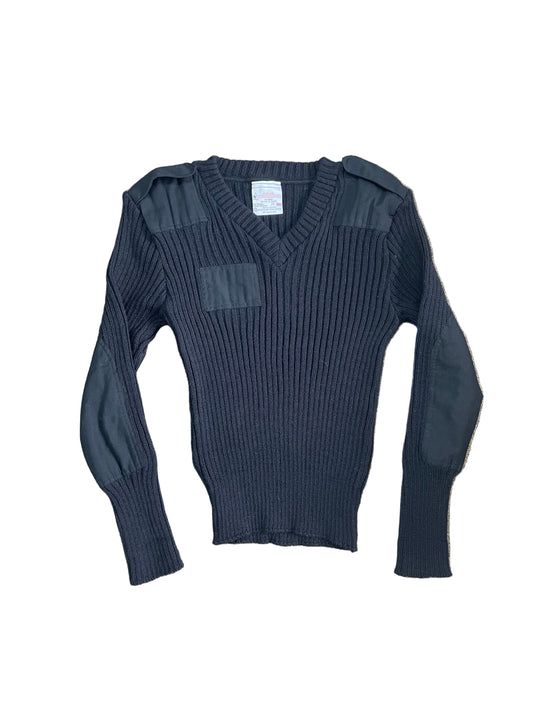 Black "Woolly Pully" English V-Neck Sweater