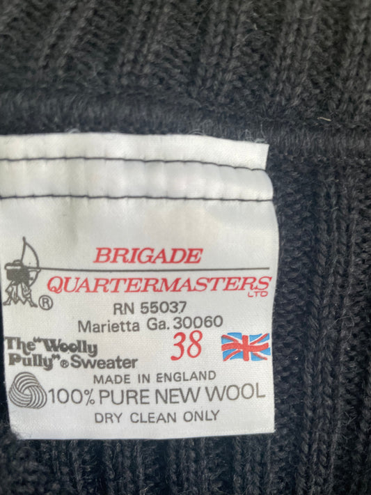 Black "Woolly Pully" English V-Neck Sweater