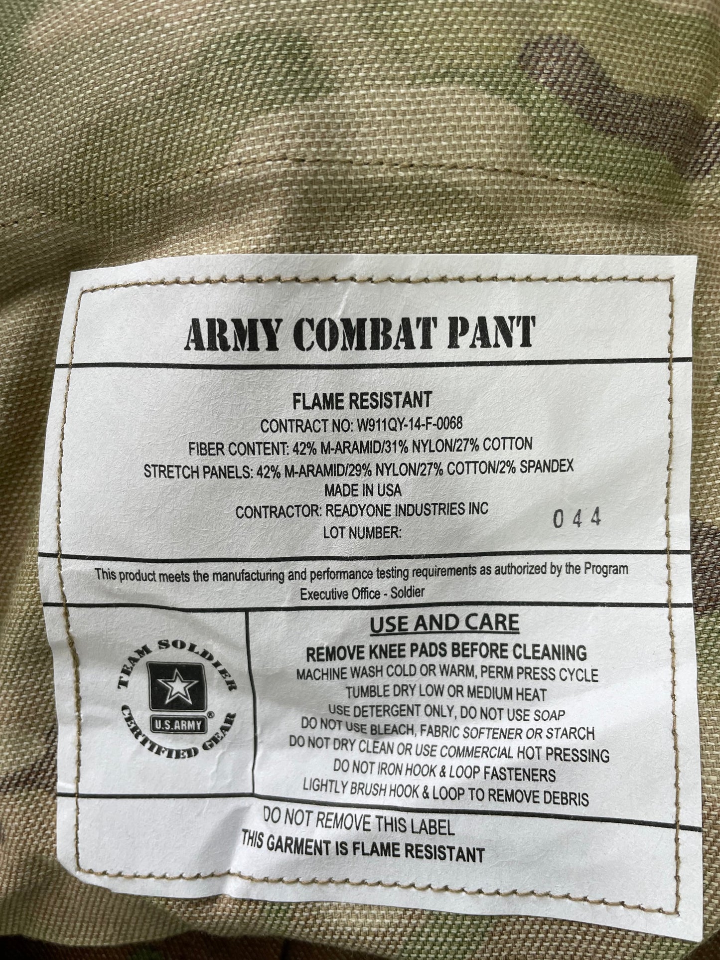 Flame Resistant, USGI Army Combat Pants (unissued)