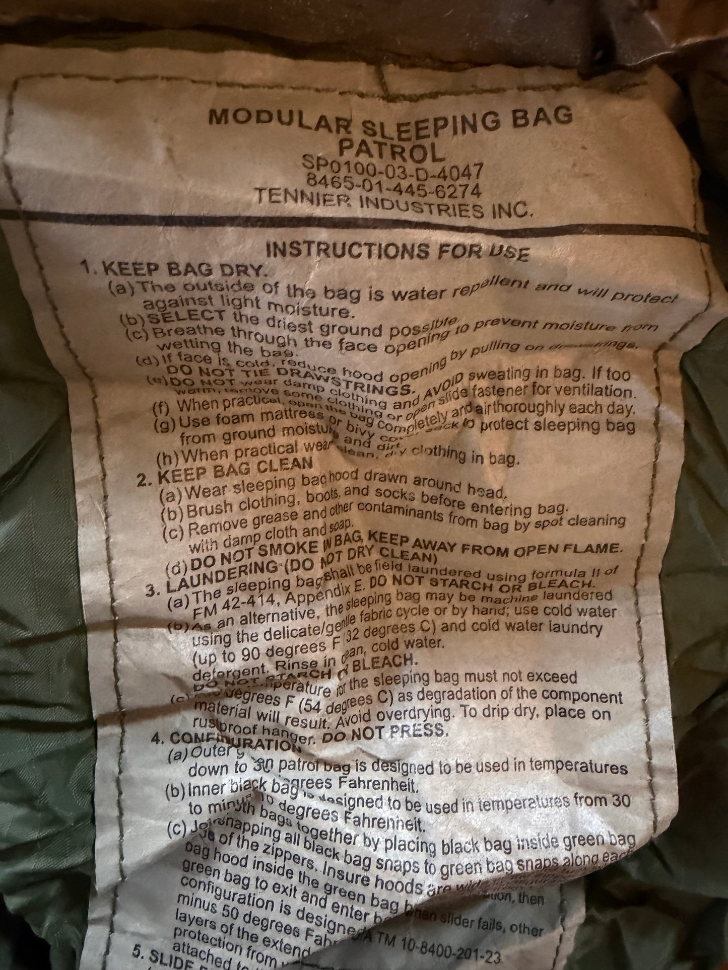 US Patrol Sleeping Bag (issued)
